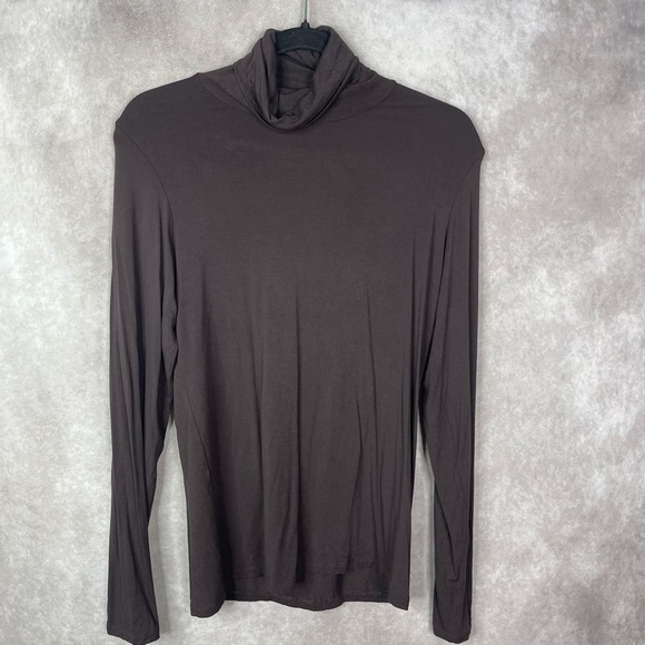 Majestic Filatures Soft Touch Long Sleeve Turtleneck In Brown Size 4 Large - Picture 1 of 4